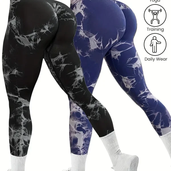 Women's 2pcs Tie-Dye Seamless Yoga Leggings