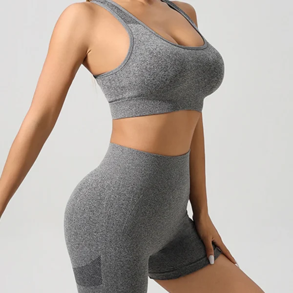 Women Workout Sets 2 Piece Stretchy Sports Bra and High Waisted Seamless Workout Shorts Sets Gym Clothes