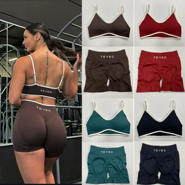 Women's Sports Yoga Shorts Fitness Cycling Elastic Sports Pants Ignite Sculpt Scrunch Short Yoga Bra Set